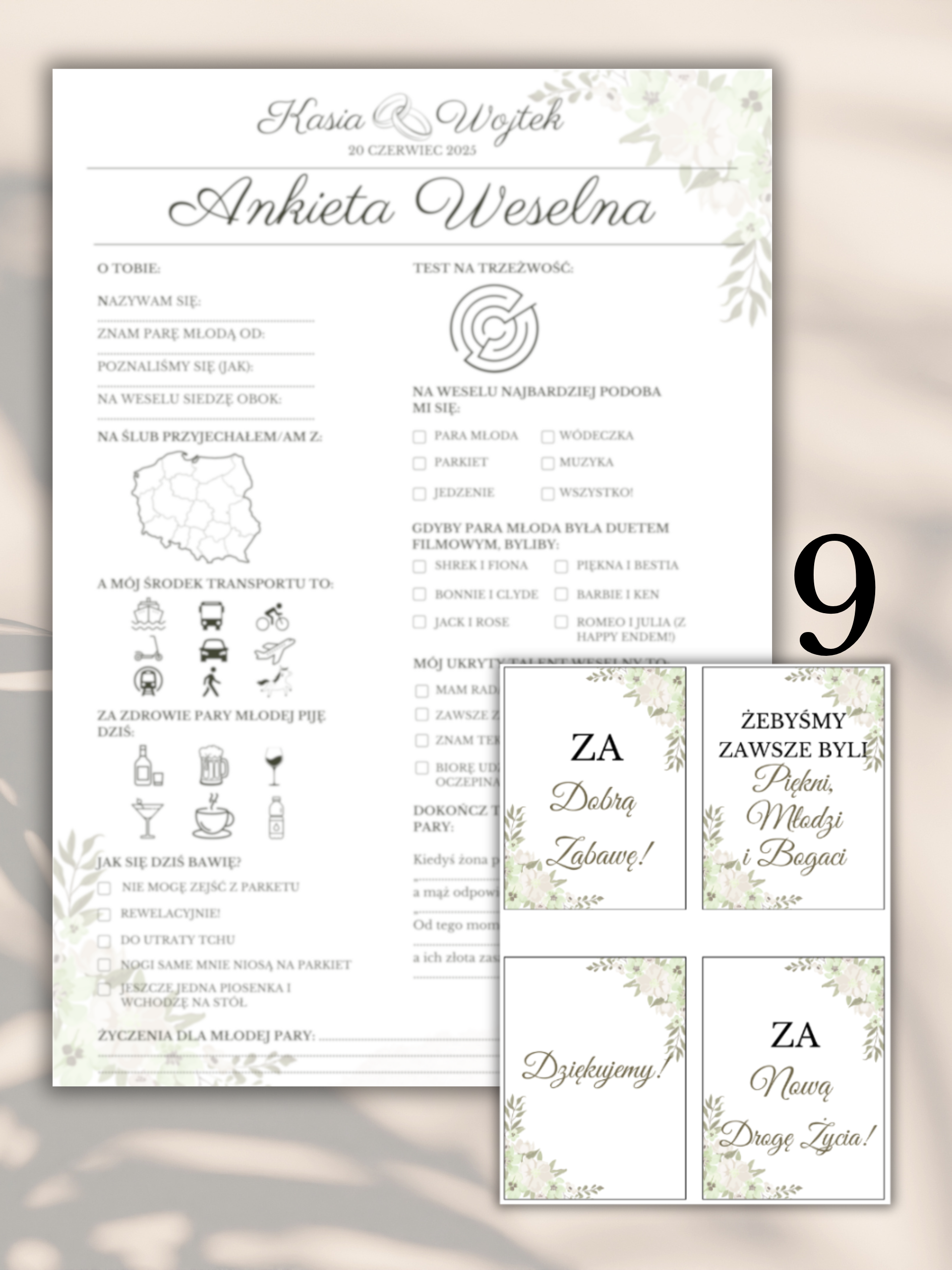 Pakiet: 99 Zawieszek na Alkohol + Ankieta Weselna dla Gości