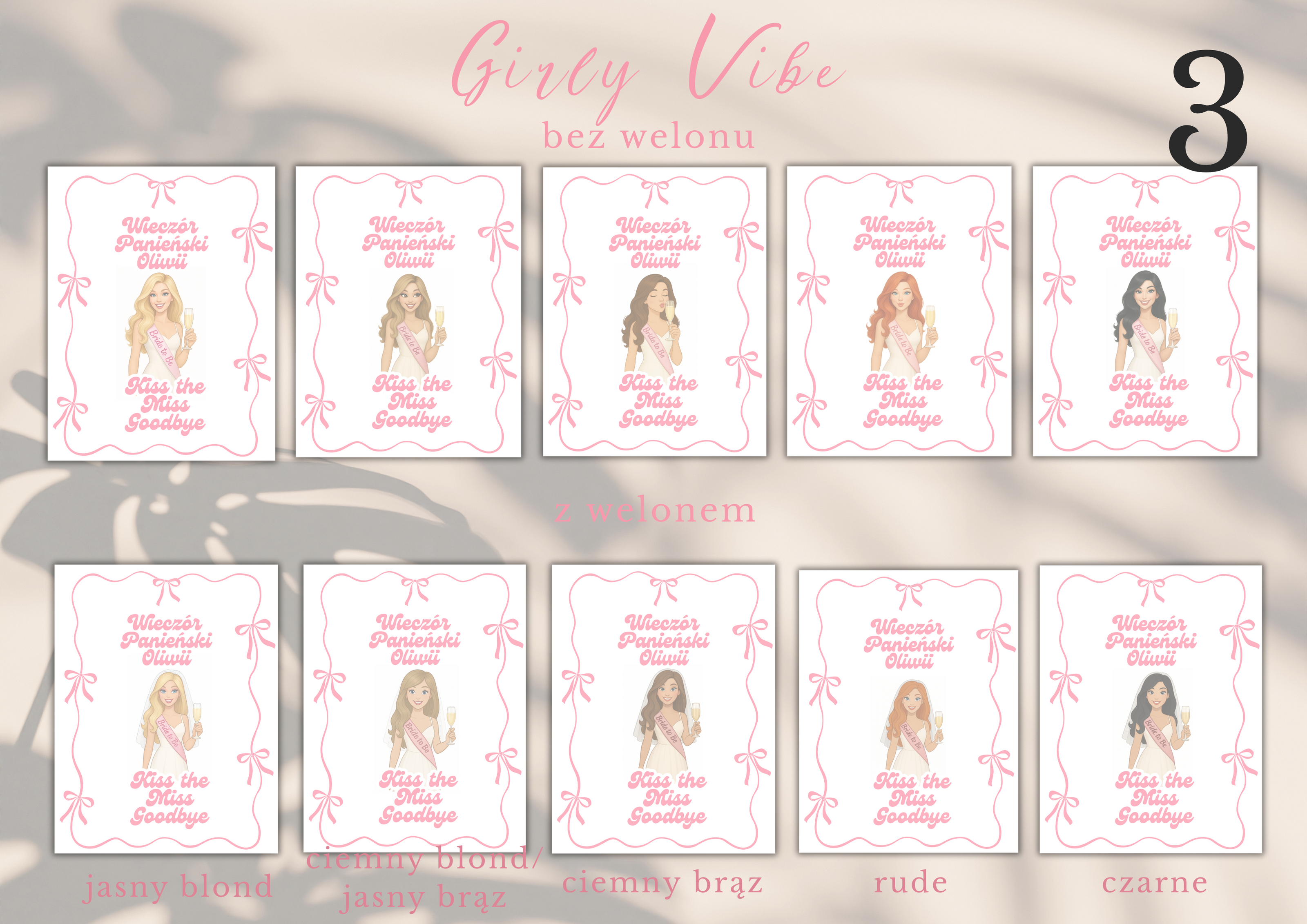 Plakat na Wieczór Panieński dla Panny Młodej – personalizowany | Kiss the Miss Goodbye