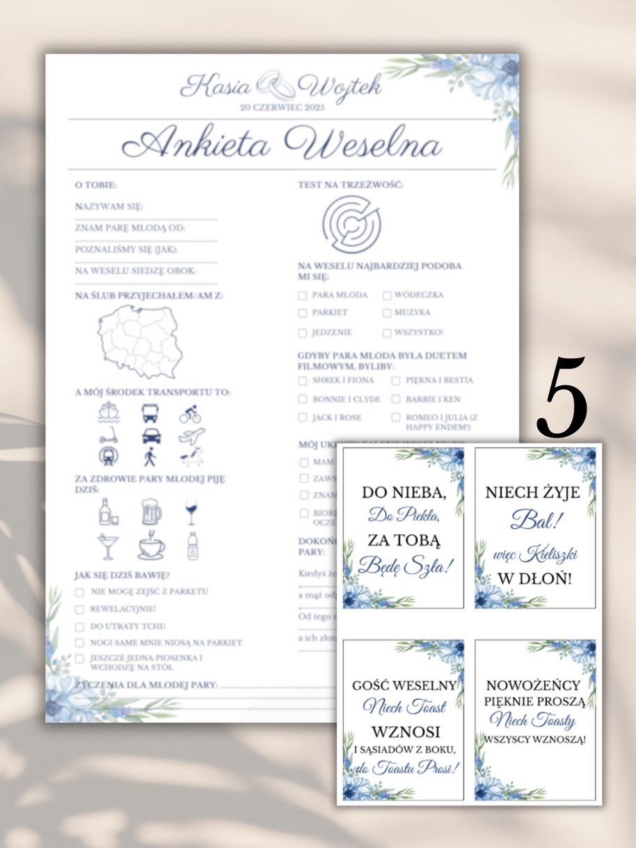 Pakiet: 99 Zawieszek na Alkohol + Ankieta Weselna dla Gości