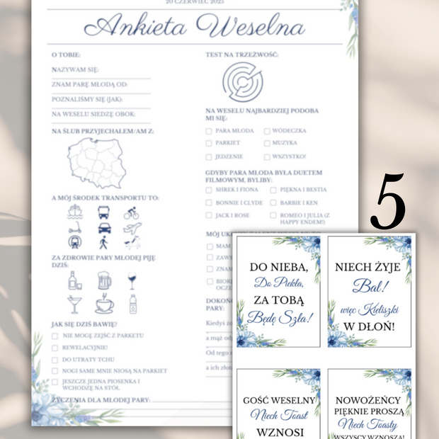 Pakiet: 99 Zawieszek na Alkohol + Ankieta Weselna dla Gości