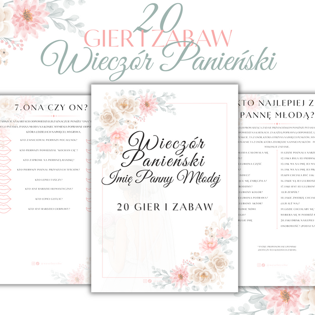 Pakiet Premium MAX: Zestaw 20 Gier i Zabaw na Wieczór Panieński + Certyfikaty i inne PRODUKT CYFROWY