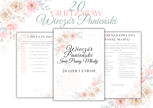 Pakiet Premium MAX: Zestaw 20 Gier i Zabaw na Wieczór Panieński + Certyfikaty i inne PRODUKT CYFROWY - Weselny Vibe