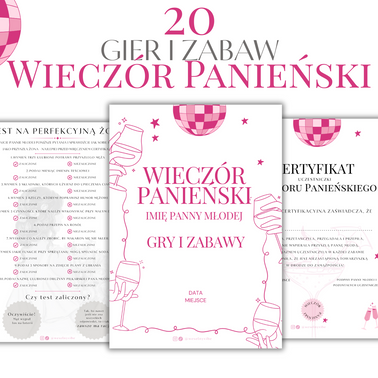 Pakiet Premium MAX: Zestaw 20 Gier i Zabaw na Wieczór Panieński + Certyfikaty i inne PRODUKT CYFROWY