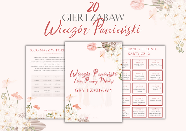 Pakiet Premium MAX: Zestaw 20 Gier i Zabaw na Wieczór Panieński + Certyfikaty i inne PRODUKT CYFROWY - Weselny Vibe
