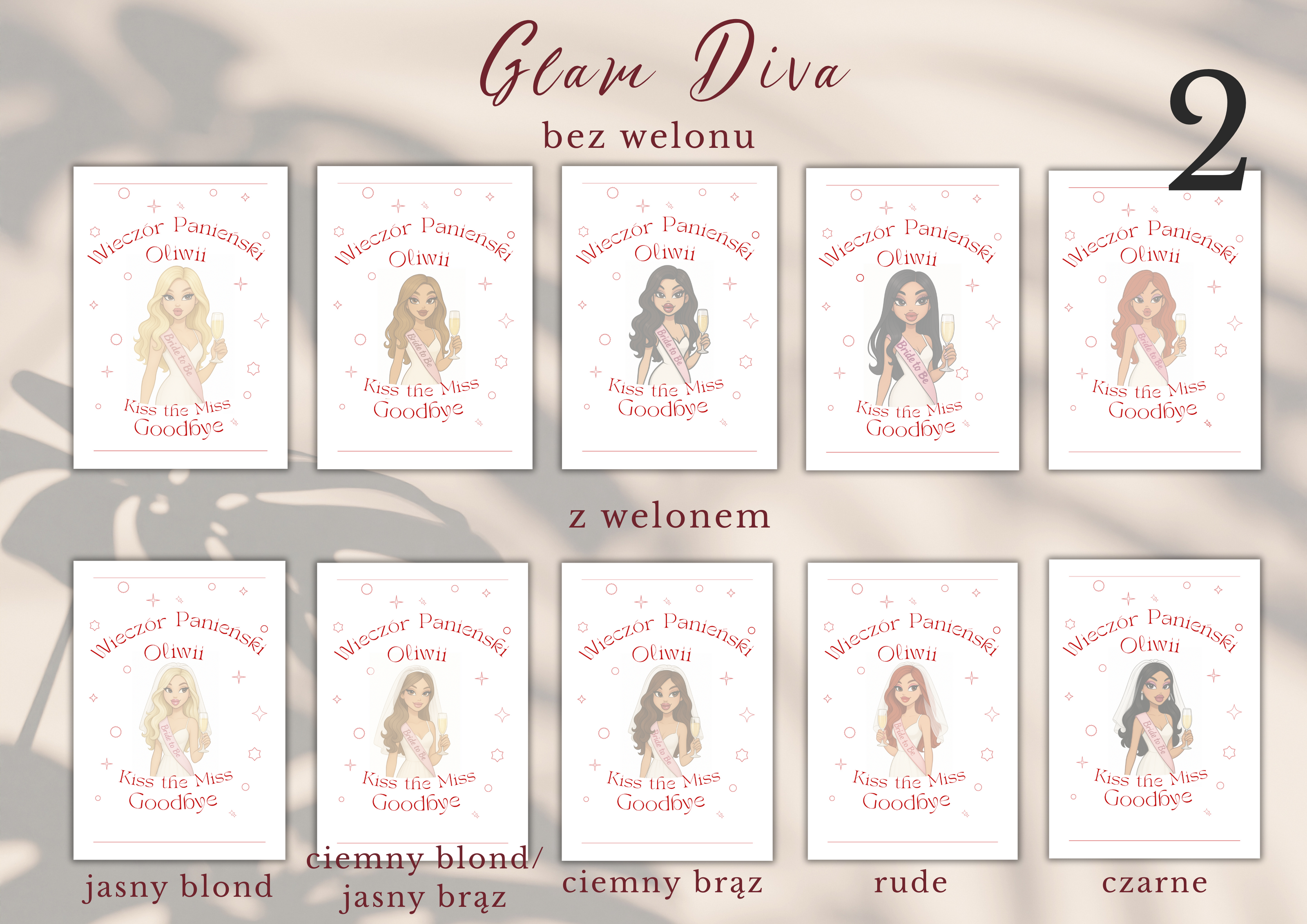 Plakat na Wieczór Panieński dla Panny Młodej – personalizowany | Kiss the Miss Goodbye