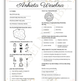 Ankieta Weselna dla Gości w wersji PDF – Różne Wersje Kolorystyczne