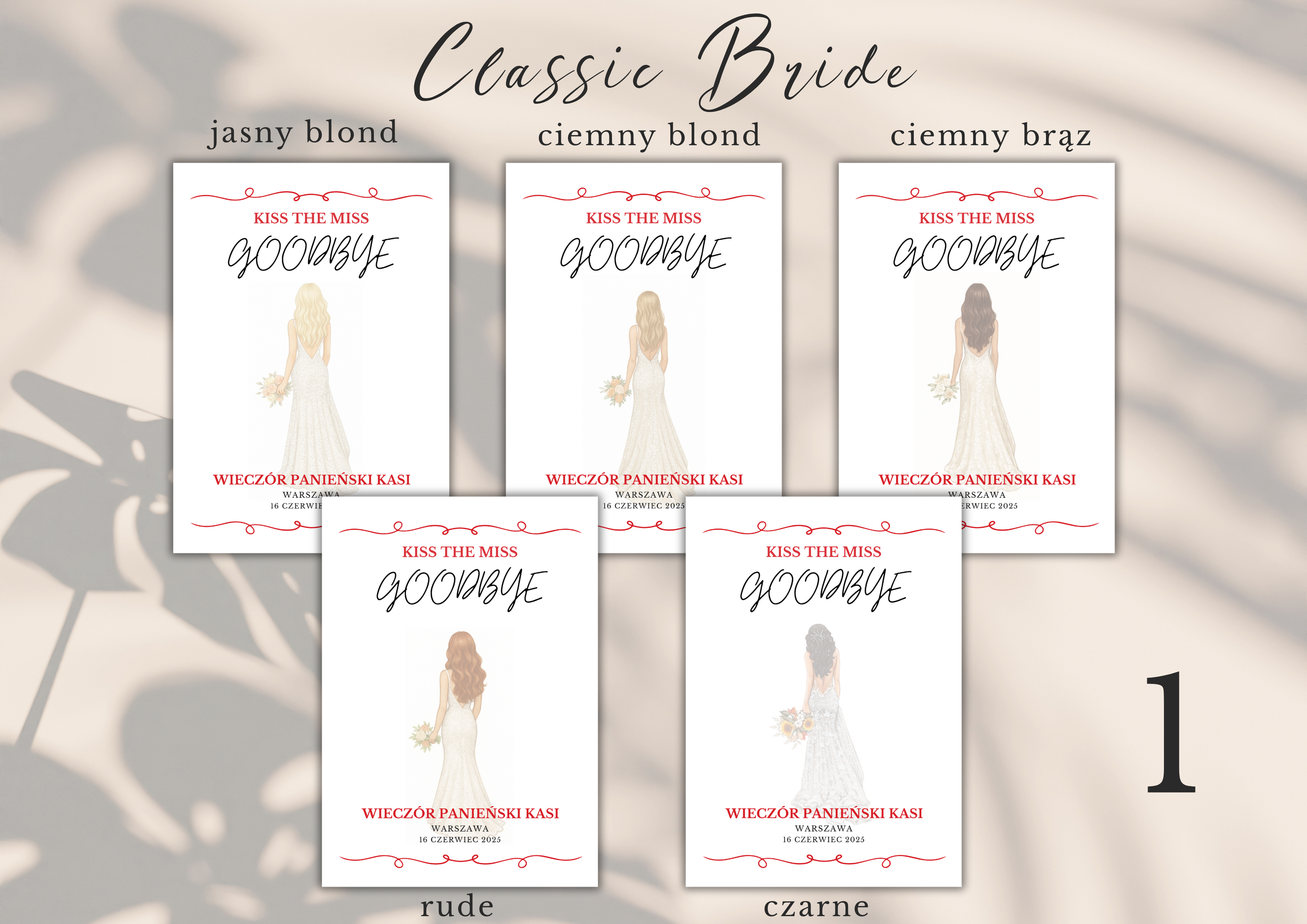 Plakat na Wieczór Panieński dla Panny Młodej – personalizowany | Kiss the Miss Goodbye