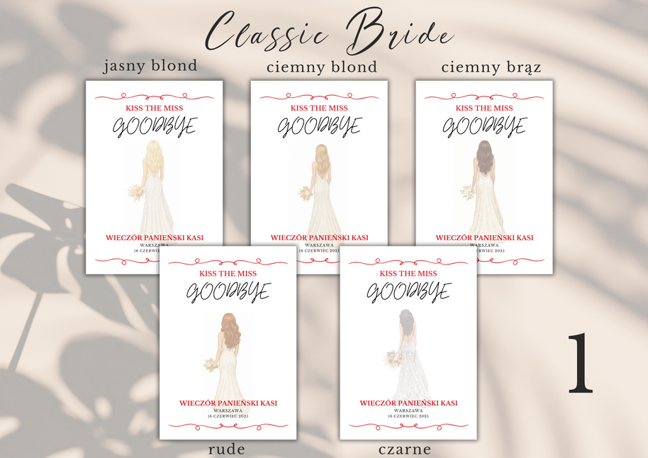 Plakat na Wieczór Panieński dla Panny Młodej – personalizowany | Kiss the Miss Goodbye