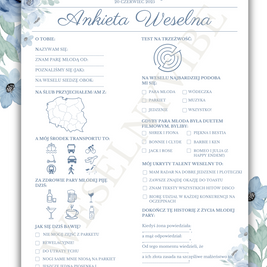 Ankieta Weselna dla Gości w wersji PDF – Różne Wersje Kolorystyczne