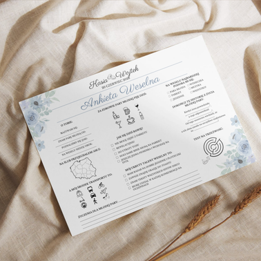 Ankiety Weselne dla Gości – Różne Wersje Kolorystyczne - PRODUKT FIZYCZNY