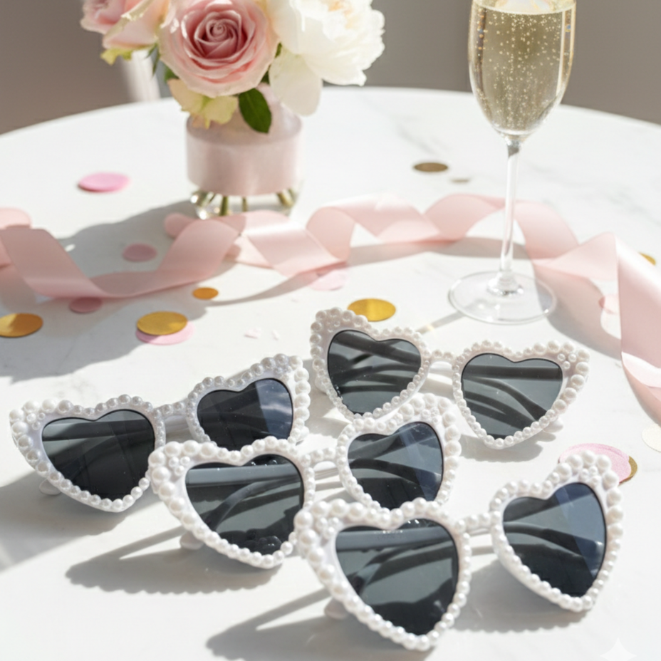 Okulary Serce z Perłami dla Panny Młodej na Panieński 1 szt. - Weselny Vibe