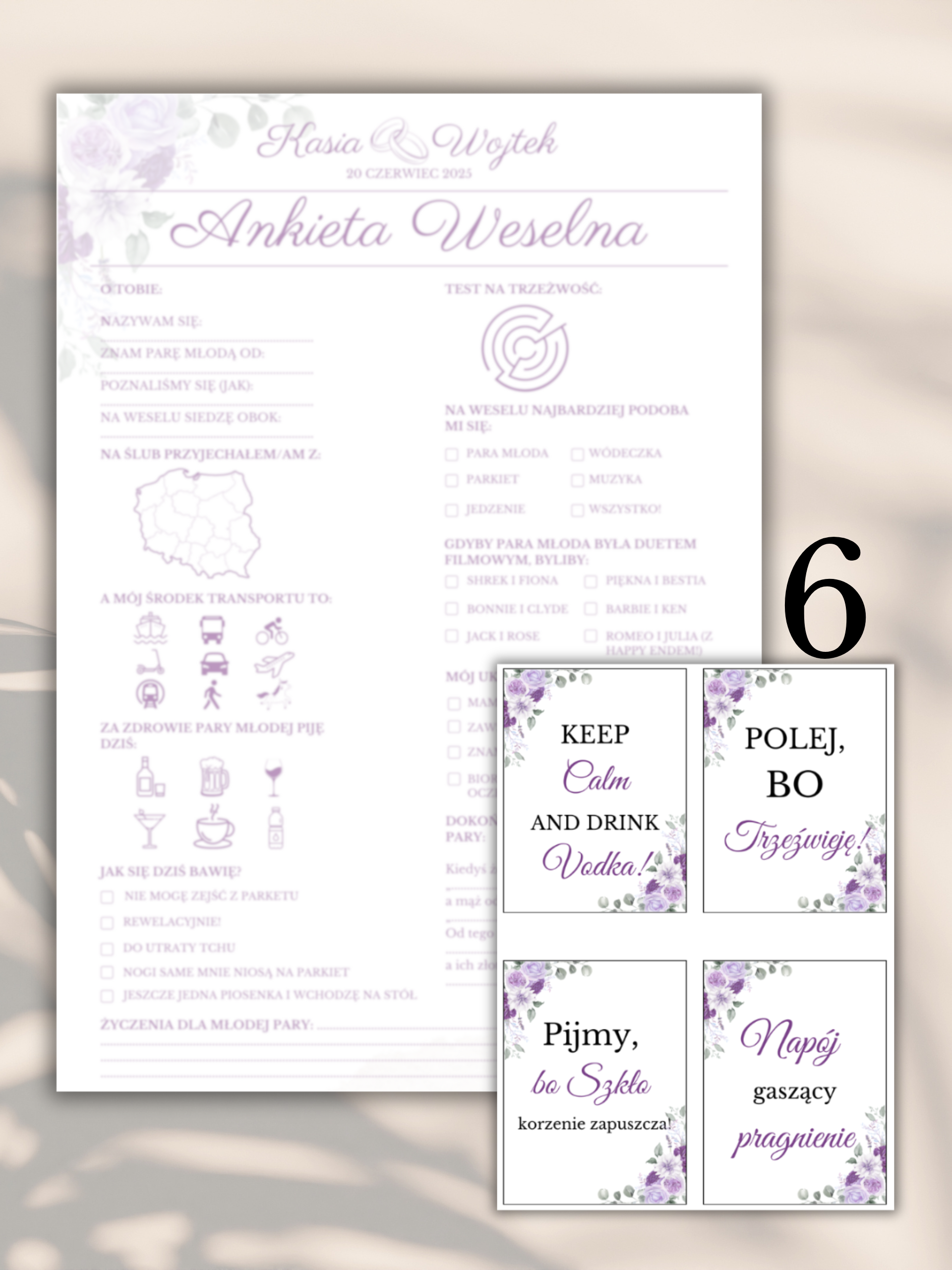 Pakiet: 99 Zawieszek na Alkohol + Ankieta Weselna dla Gości