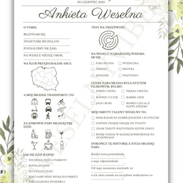 Ankieta Weselna dla Gości w wersji PDF – Różne Wersje Kolorystyczne