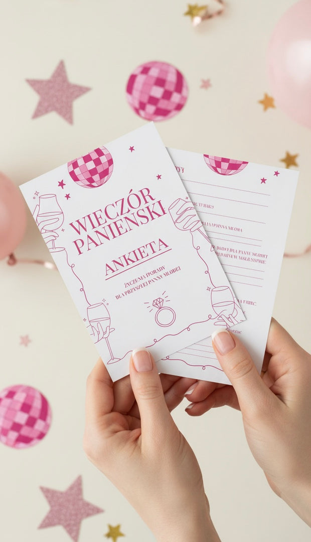 ANKIETA na Panieński z życzeniami i poradami dla Panny Młodej format cyfrowy PDF - Weselny Vibe
