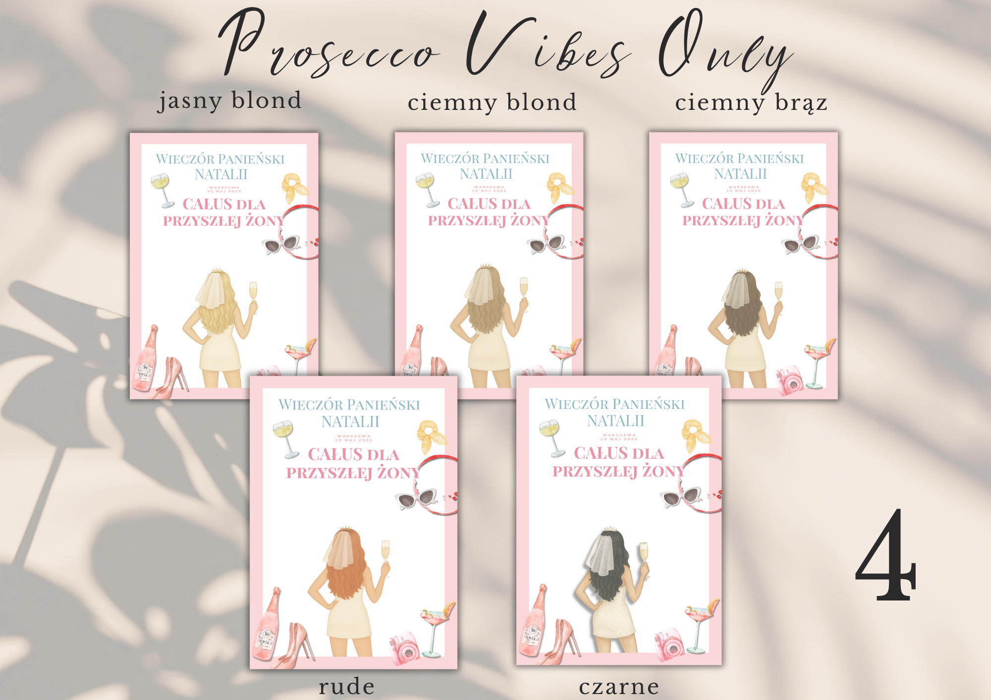 Plakat na Wieczór Panieński dla Panny Młodej – personalizowany | Kiss the Miss Goodbye