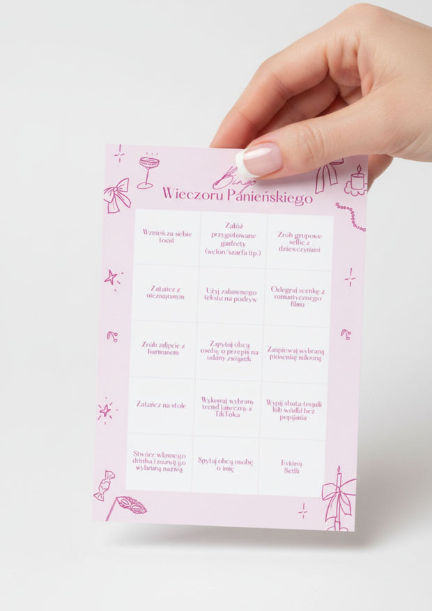 Bingo Wieczoru Panieńskiego - 15 zadań dla Panny Młodej! Format cyfrowy - Weselny Vibe
