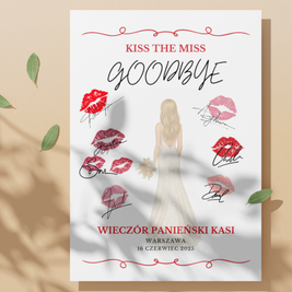 Plakat na Wieczór Panieński dla Panny Młodej – personalizowany | Kiss the Miss Goodbye