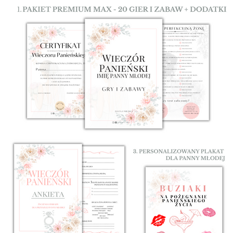 PAKIET BESTSELLERÓW NA PANIEŃSKI: 20 Gier i Zabaw + Ankiety dla Uczestniczek + Plakat dla Panny Młodej PRODUKT FIZYCZNY