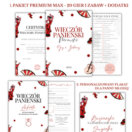 PAKIET BESTSELLERÓW NA PANIEŃSKI: 20 Gier i Zabaw + Ankiety dla Uczestniczek + Plakat dla Panny Młodej PRODUKT FIZYCZNY