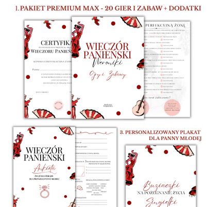 PAKIET BESTSELLERÓW NA PANIEŃSKI: 20 Gier i Zabaw + Ankiety dla Uczestniczek + Plakat dla Panny Młodej PRODUKT FIZYCZNY