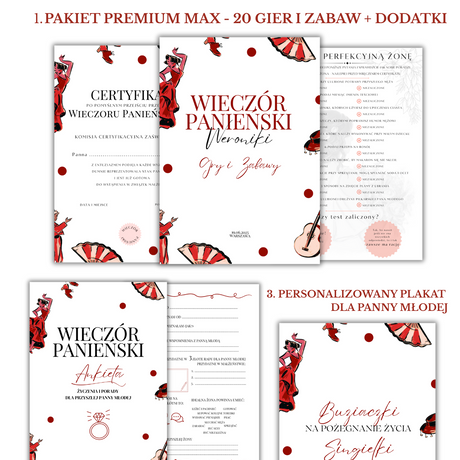 PAKIET BESTSELLERÓW NA PANIEŃSKI: 20 Gier i Zabaw + Ankiety dla Uczestniczek + Plakat dla Panny Młodej PRODUKT FIZYCZNY