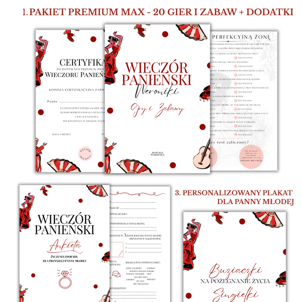 PAKIET BESTSELLERÓW NA PANIEŃSKI: 20 Gier i Zabaw + Ankiety dla Uczestniczek + Plakat dla Panny Młodej PRODUKT FIZYCZNY