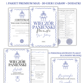 PAKIET BESTSELLERÓW NA PANIEŃSKI: 20 Gier i Zabaw + Ankiety dla Uczestniczek + Plakat dla Panny Młodej PRODUKT FIZYCZNY
