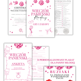 PAKIET BESTSELLERÓW NA PANIEŃSKI: 20 Gier i Zabaw + Ankiety dla Uczestniczek + Plakat dla Panny Młodej PRODUKT FIZYCZNY - Weselny Vibe