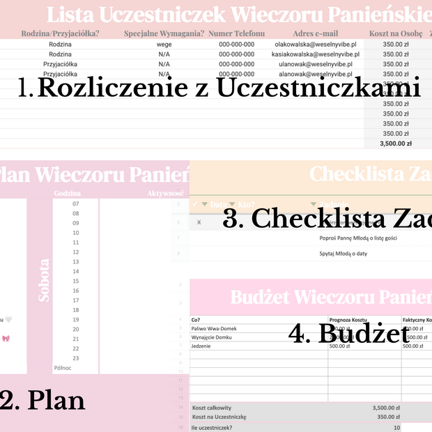 Planer Wieczoru Panieńskiego - Google Sheet