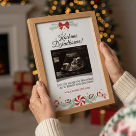 Plakat „Kochani Dziadkowie” z USG – wyjątkowe ogłoszenie ciąży (personalizowany prezent)
