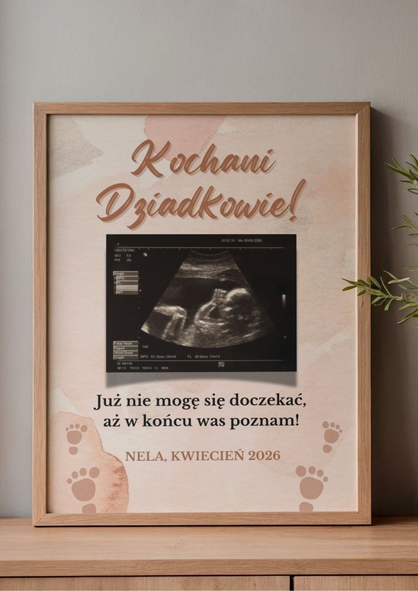 Plakat „Kochani Dziadkowie” z USG – wyjątkowe ogłoszenie ciąży (personalizowany prezent)
