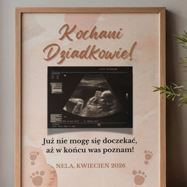 Plakat „Kochani Dziadkowie” z USG – wyjątkowe ogłoszenie ciąży (personalizowany prezent)