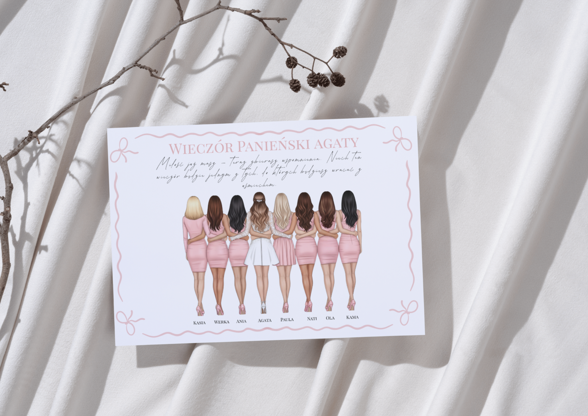 Plakat Grupowy na Wieczór Panieński dla Panny Młodej - Personalizowany