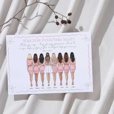 Plakat Grupowy na Wieczór Panieński dla Panny Młodej - Personalizowany