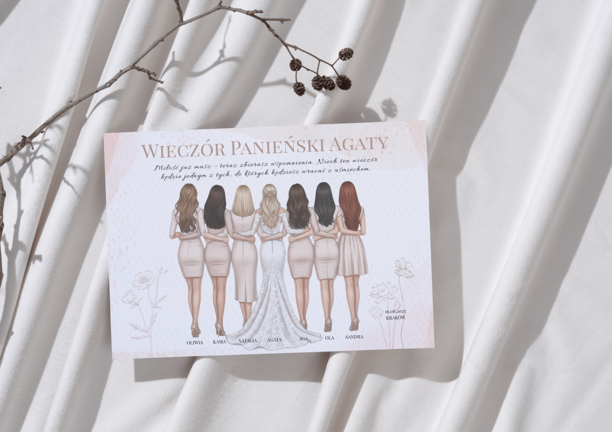Plakat Grupowy na Wieczór Panieński dla Panny Młodej - Personalizowany
