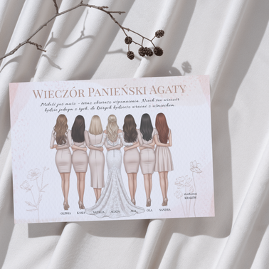 Plakat Grupowy na Wieczór Panieński dla Panny Młodej - Personalizowany