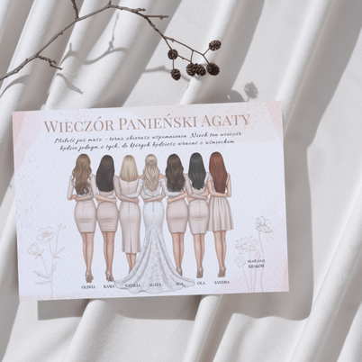 Plakat Grupowy na Wieczór Panieński dla Panny Młodej - Personalizowany