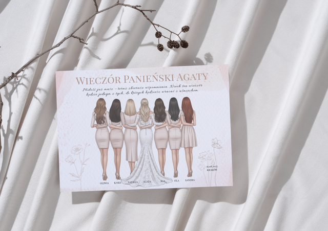 Plakat Grupowy na Wieczór Panieński dla Panny Młodej - Personalizowany - Weselny Vibe