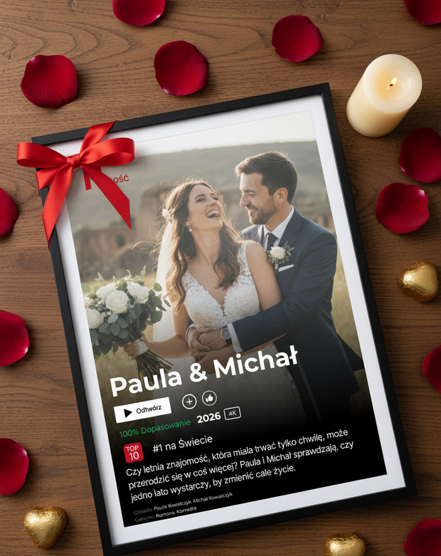 Personalizowany Plakat dla Pary "Filmowa Historia Miłości" - Weselny Vibe
